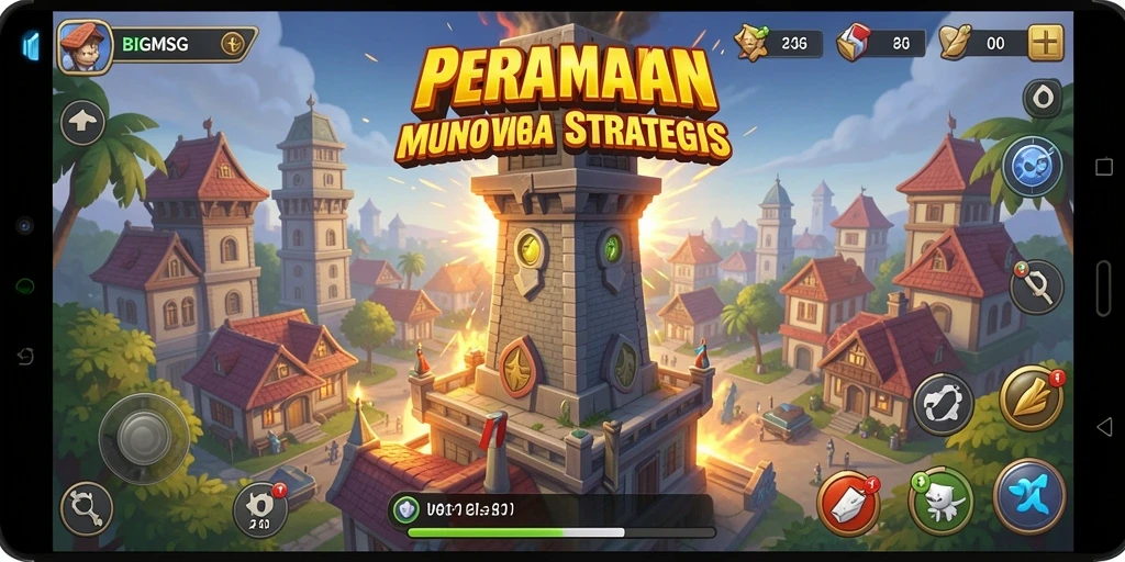 Tampilan gameplay menara yang menegangkan dan strategis.