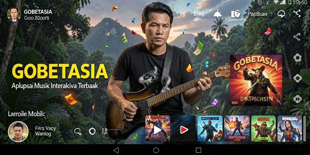 Screenshot GOBETASIA menunjukkan tampilan menu permainan musik yang interaktif.