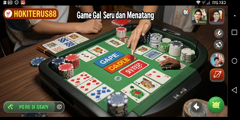 Screenshot gameplay HOKITERUS88 menunjukkan suasana bermain Gaple yang seru.