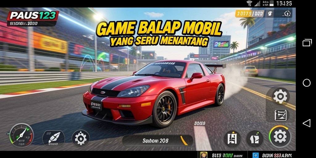 Screenshot gameplay PAUS123 dengan aksi balap yang intens.