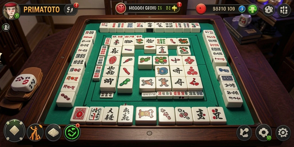 Tampilan gameplay seru dalam PRIMATOTO, tantangan Mahjong menanti!